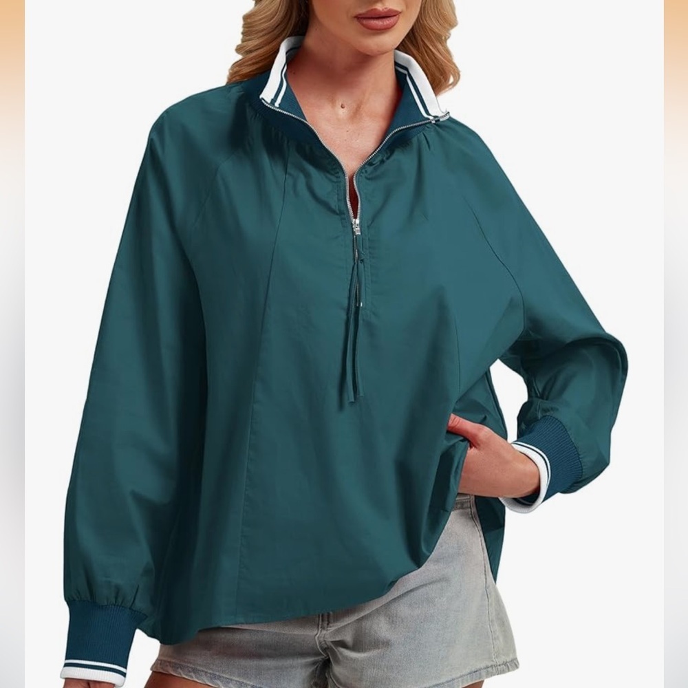 Green Half Zip Pull Over Top Size Medium NWOT Swing Tunic Top